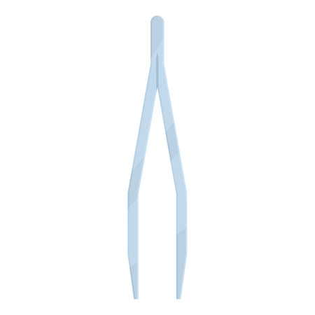 Closeup of sleek, metal tweezers with pointed tips, isolated on a white backgroundのイラスト素材