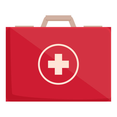 Illustration of a red first aid kit with a white cross, symbolizing emergency medical careのイラスト素材