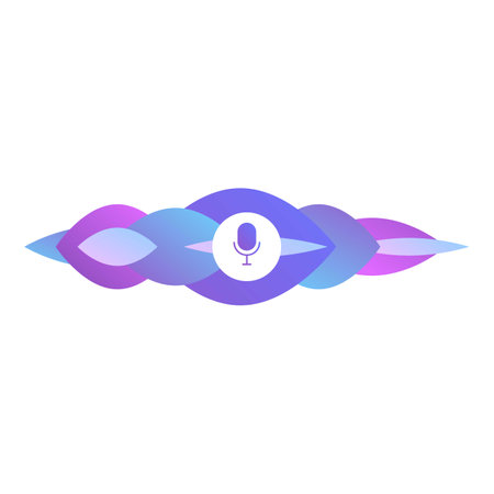 Colorful abstract design of podcast sound wave icon representing modern technology and communication for online streaming and broadcasting platform with vibrant gradient emblem symbol logoのイラスト素材