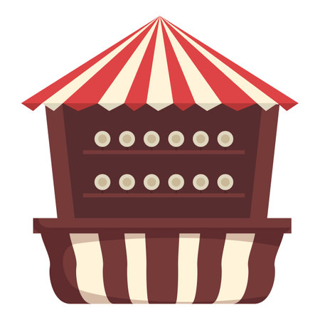 Charming illustration of a classic carnival booth with a striped awning and festive designのイラスト素材