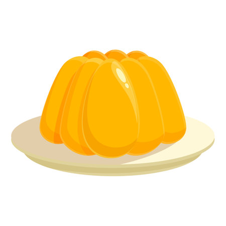 Digital illustration of a bright orange gelatin dessert served on a simple plateのイラスト素材