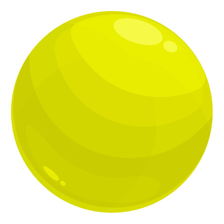 Vibrant and glossy illustration of a classic yellow tennis ball isolated on a white backgroundのイラスト素材