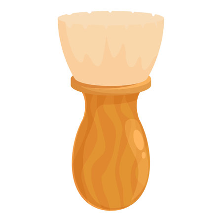 Vintage style vector illustration of a traditional shaving brush with a wooden handle, isolated on a white backgroundのイラスト素材