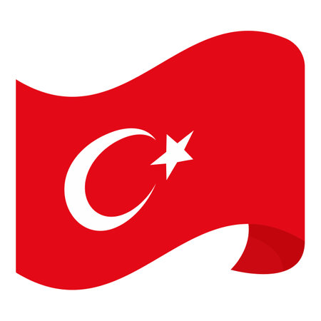Graphical representation of the national flag of turkey with a dynamic wave effectのイラスト素材