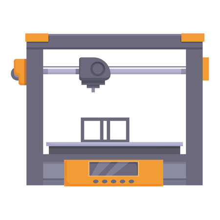 Colorful vector illustration of a modern 3d printer, showcasing its printing process with materialのイラスト素材