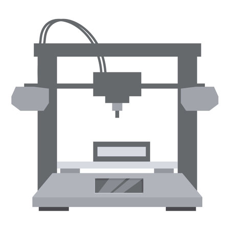 Digital illustration of a contemporary 3d printer, perfect for technology and manufacturing themes