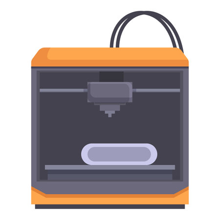 Flat design vector graphic of a 3d printer, ideal for technology and manufacturing conceptsのイラスト素材