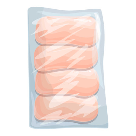 Vector graphic of fresh chicken breasts neatly sealed in plastic packagingのイラスト素材