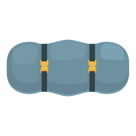 Flat design vector graphic of a blue snowboard with bindingsのイラスト素材