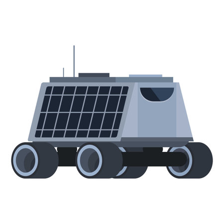 Flat design vector illustration of a cartoonstyle lunar rover, ideal for spacethemed projectsのイラスト素材
