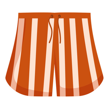 Flat design of orange and white striped beach shorts, suitable for fashion and summer themesのイラスト素材