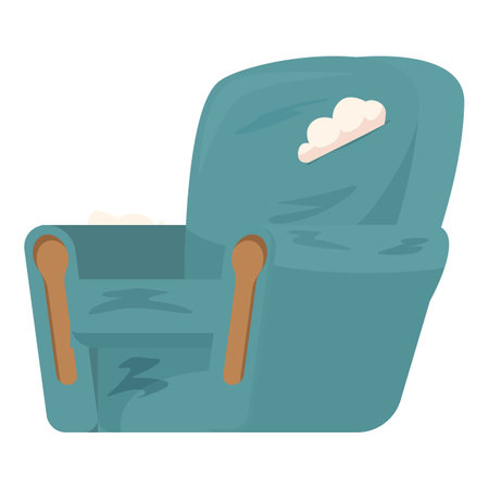 Vector illustration of a comfortable blue armchair with a fluffy white cushion, perfect for home interior designsのイラスト素材