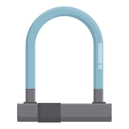 Illustrated cartoon bicycle ulock for enhanced security and theft prevention, featuring a durable, robust, metallic designのイラスト素材