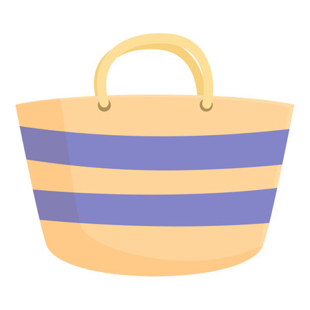 Vector illustration of a colorful striped tote bag, perfect for summer and casual useのイラスト素材