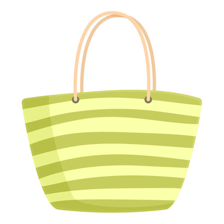Illustrated image of a stylish green striped tote bag, ideal for summer outingsのイラスト素材