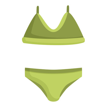 Vector graphic of a simple olive green bikini, representing summer swimwear fashionのイラスト素材