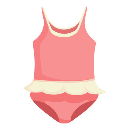 Vector illustration of a frilly pink toddlers swimsuit, perfect for childrens fashion designsのイラスト素材