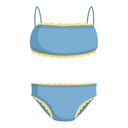 Vector illustration of a twopiece blue bikini with yellow frills isolated on white backgroundのイラスト素材