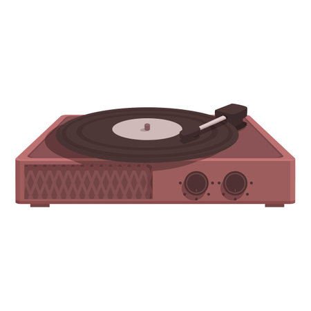 Vintage style turntable illustration with retro design, isolated on white background. Perfect for music lovers and fans of old school entertainment. Vintage hipster technologyのイラスト素材