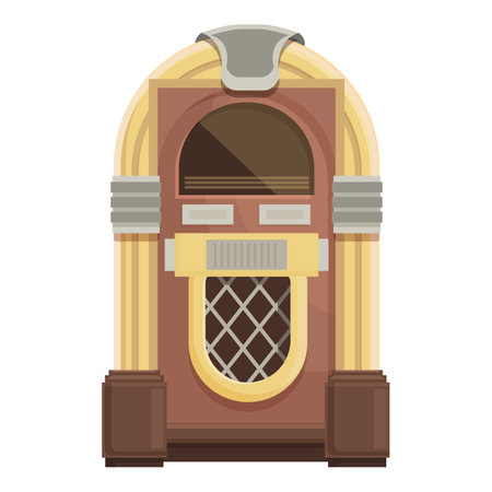 Vintage jukebox illustration with 1950s style, retro music player, colorful flat design, and nostalgic vintage entertainment conceptのイラスト素材