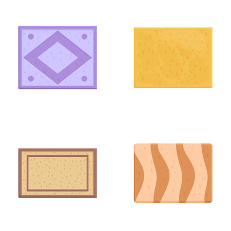 Illustration of four cartoonstyle tiles with diverse textures and colorsのイラスト素材