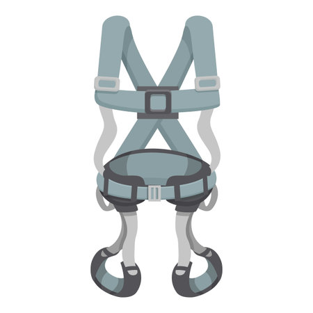 Vector illustration of safety harness with adjustable straps and suspension system for fall protection in the workplace, isolated on white backgroundのイラスト素材