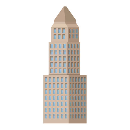 Modern city skyscraper vector illustration in minimalist flat design style depicting a contemporary urban metropolis architectural element with clean and geometric lines. Ideal for real estateのイラスト素材