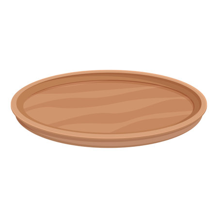 Simple wooden round serving platter illustration, isolated on a white backgroundのイラスト素材