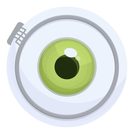 Colorful and trendy cartoon eye design icon with green eyeball and eyelash on a white background. Isolated vector illustration for brandingのイラスト素材