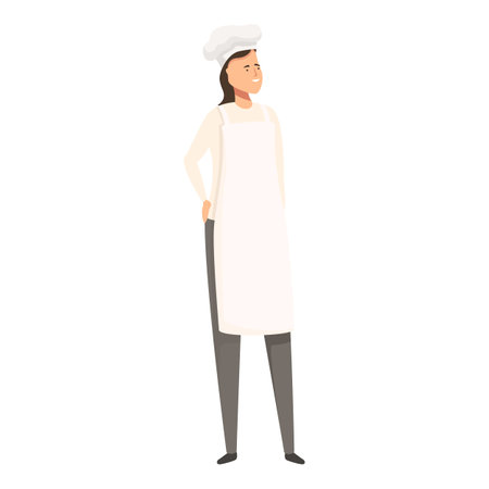 Fulllength illustration of a confident chef holding a spoon, isolated on a white backgroundのイラスト素材