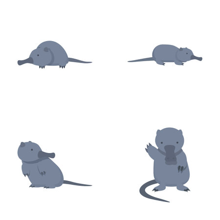 Cute desman icons set cartoon vector. Mammal of mole family. Wildlife animalのイラスト素材