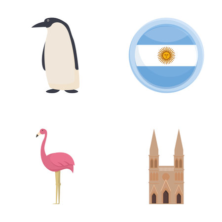 Argentina travel icons set cartoon vector. Various landmark of argentina. South america countryのイラスト素材