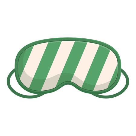 Green and white striped sleeping mask is laying flat, helping people fall asleepのイラスト素材