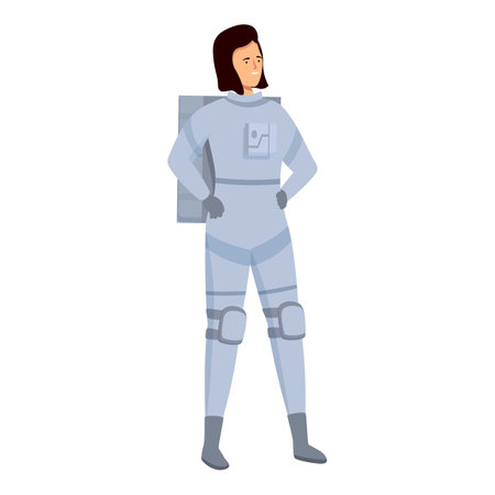 Confident female astronaut standing with hands on hips, ready for space explorationのイラスト素材