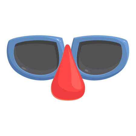 Funny clown mask with a big red nose and blue sunglasses, perfect for a carnival partyのイラスト素材