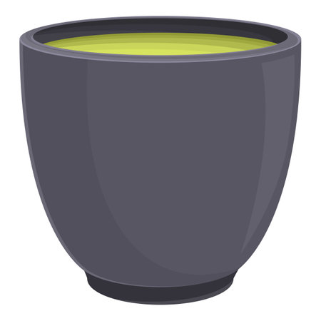 Grey ceramic cup full of green matcha tea with smooth surface isolated on white backgroundのイラスト素材
