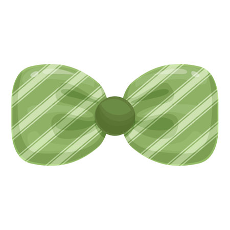 Green striped bow tie with center knot is isolated on white backgroundのイラスト素材