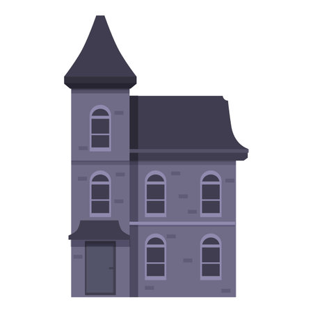 Old victorian haunted mansion with a tower is evoking mystery and fearのイラスト素材