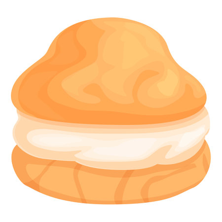 This illustration features a cream puff with a golden brown crust and sweet filling, perfect for bakery or dessert themed projectsのイラスト素材