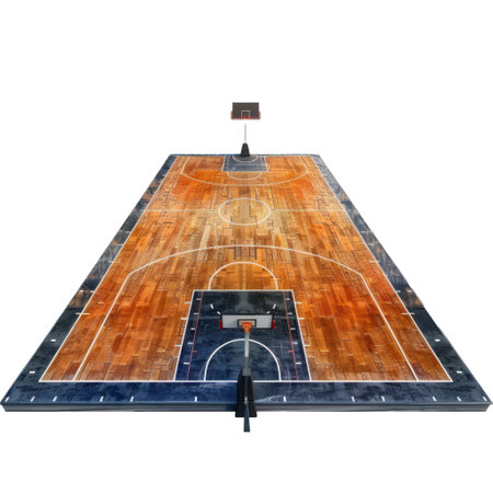 High angle image of a vacant basketball court with a transparent backgroundの素材