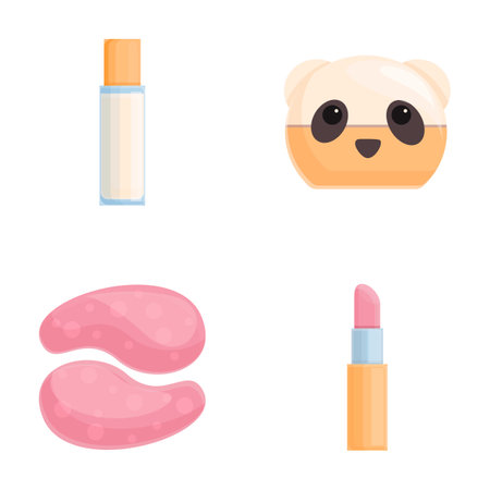 Korean cosmetic icons set cartoon vector. Beauty and skincare cosmetic product. Beauty conceptのイラスト素材