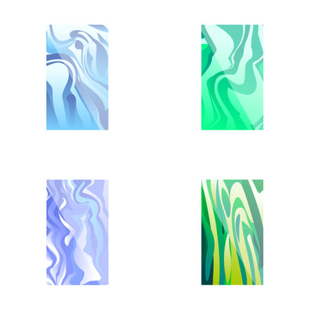 Set of four vertical abstract backgrounds with marble texture in cool tonesのイラスト素材
