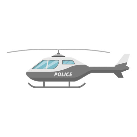 Grey police helicopter hovering in the air, providing security and surveillance from aboveのイラスト素材
