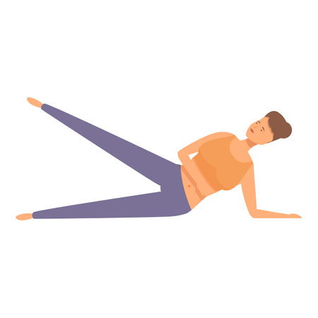 Young woman is doing sports exercises on a white backgroundのイラスト素材
