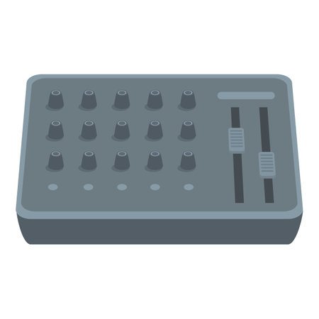 Modern audio mixing console featuring knobs and faders for adjusting sound levels and effectsのイラスト素材