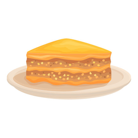 Tempting slice of baklava sitting on a plate, ready to be enjoyedのイラスト素材