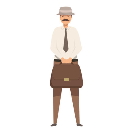 Elegant businessman holding briefcase standing posingのイラスト素材