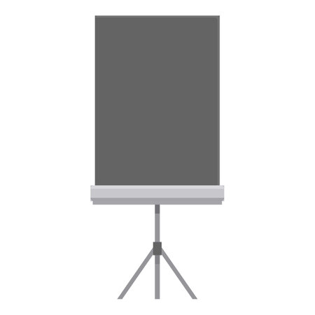 Blank projection screen is standing on a tripod, ready for an important presentationのイラスト素材