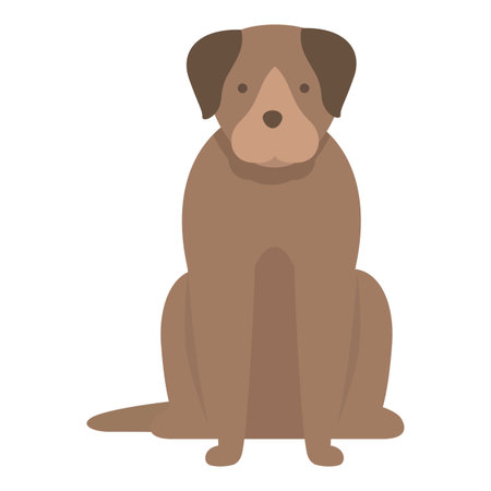Brown dog is sitting with its front legs straight and its tongue slightly outのイラスト素材
