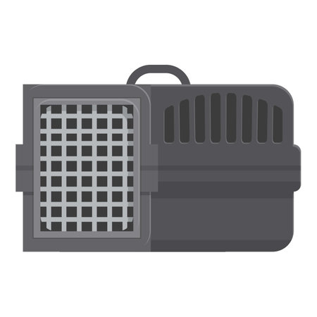 Gray plastic pet carrier for cats and dogs transportation, isolated on white backgroundのイラスト素材